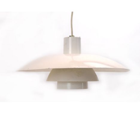 A 1970's white enamelled three-tier ceiling light  CONDITION REPORT: Working order unknown. Significant wear in places, knock