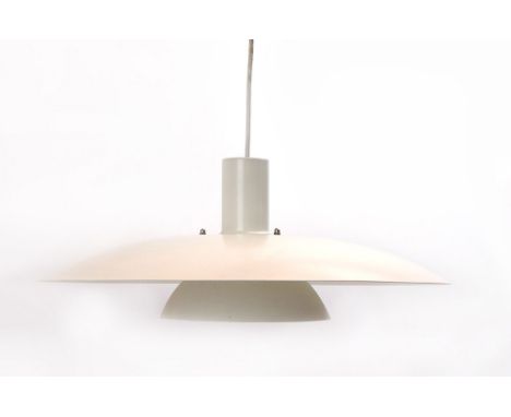 A 1970's white enamelled two-tier ceiling light