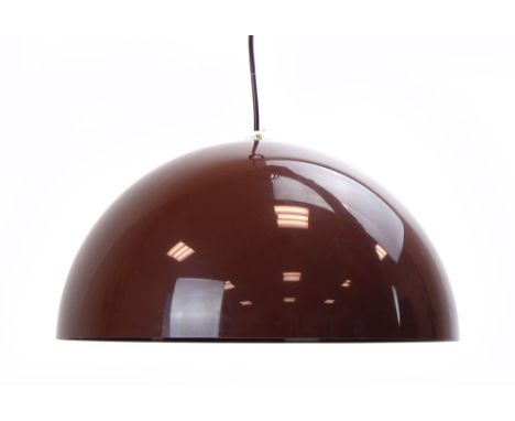 A brown perspex semi-spherical ceiling light CONDITION REPORT: Working order unknown. Some minor wear.