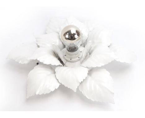 A 1970's white ceiling light in the form of an open flowerhead