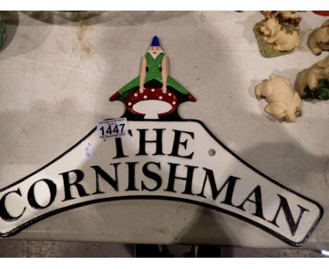 Cast iron The Cornishman sign, L: 30 cm. UK P&amp;P Group 2 (£20+VAT for the first lot and £4+VAT for subsequent lots) 