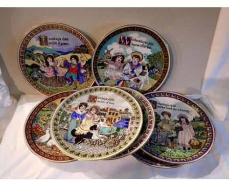A set of seven Royal Worcester birthday plates, designed by Sue Scullard. Not available for in-house P&amp;P 