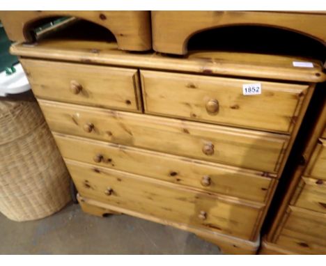 Pine chest of two short over three long drawers. Not available for in-house P&amp;P 