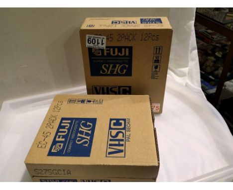 Twenty four, new old stock, Fuji SHG EC-45 VHS-C video taped, all sealed. UK P&amp;P Group 1 (£16+VAT for the first lot and £