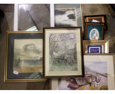 Mixed pictures and prints and a mirror. Not available for in-house P&amp;P 