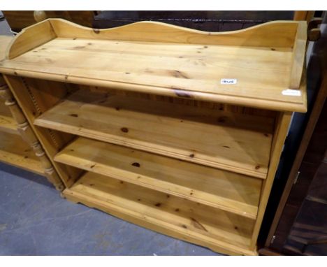 Pine three shelf bookcase, 106 x 36 x 88 cm H. Not available for in-house P&amp;P 