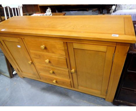 Light oak three drawer sideboard, 148 x 46 x 89 cm H. Not available for in-house P&amp;P 
