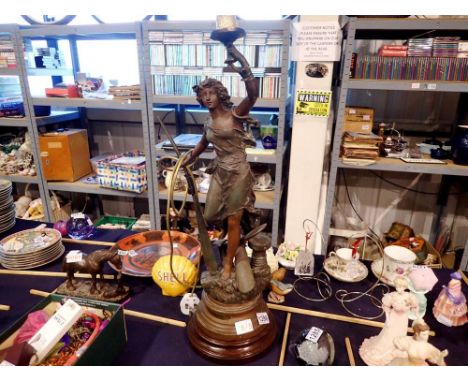Large figural lamp with repaired damages, H: 80 cm. All electrical items in this lot have been PAT tested for safety and have