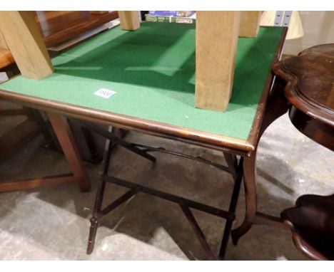 Folding green baize card table, 55 x 55 x 70 cm H. Not available for in-house P&amp;P 