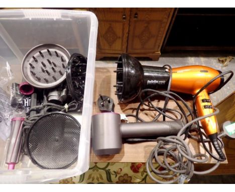 Dyson Supersonic hair dryer and accessories and other hair dryers. All electrical items in this lot have been PAT tested for 
