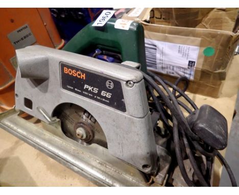 Bosch PKS 66 rotary saw. All electrical items in this lot have been PAT tested for safety and have passed. This does not conf