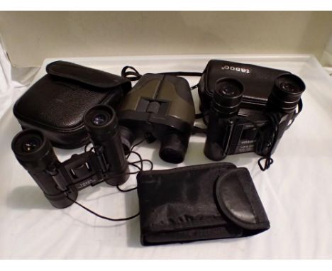 Three pairs of binoculars. UK P&amp;P Group 2 (£20+VAT for the first lot and £4+VAT for subsequent lots) 