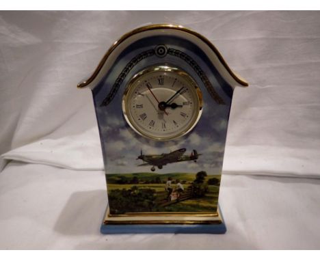 Heroes of The Sky Heirloom Porcelain clock, H: 20 cm. Not available for in-house P&amp;P 