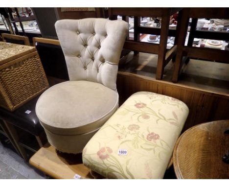 Cane chest, upholstered stool and button back chair. Not available for in-house P&amp;P 