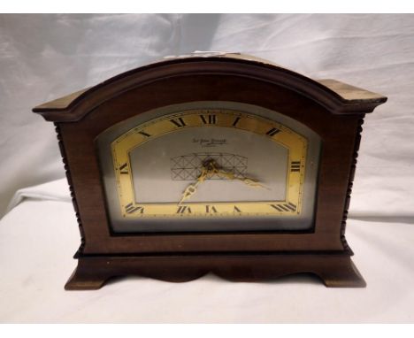 Mahogany cased Sir John Bennett mantel clock with Buren movement, not working at lotting. Not available for in-house P&amp;P 
