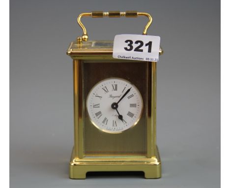 A Bayard eight day French gilt brass carriage clock, H. 14cm.