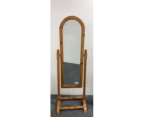 A pine Cheval mirror,  H. 146.5cm.