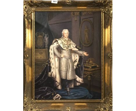 A 20th century gilt framed portrait of a French king, frame size 58 x 74cm.