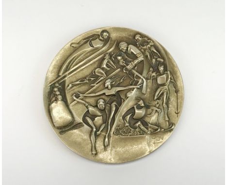 An Olympic winter games Lake Placid 1980 bronze medallion, Dia. 7.5cm.
