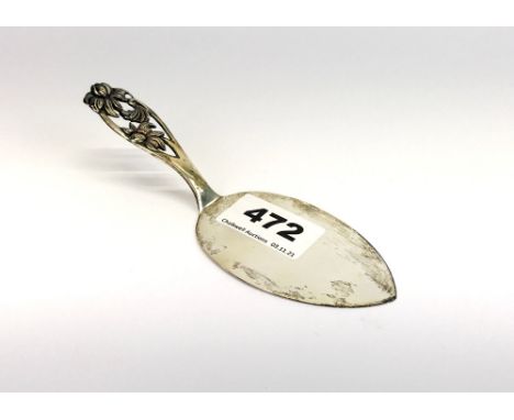 A Danish hallmarked silver cake slice, L. 15cm.