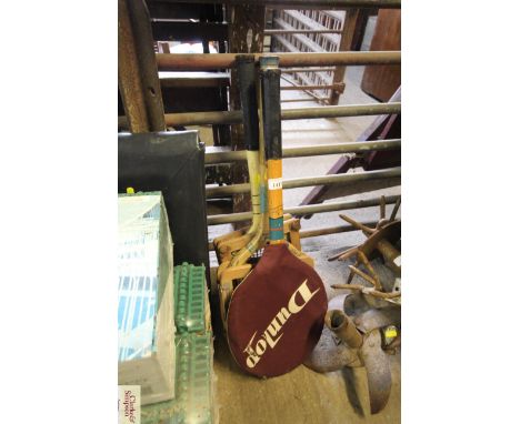 Three vintage tennis racquets