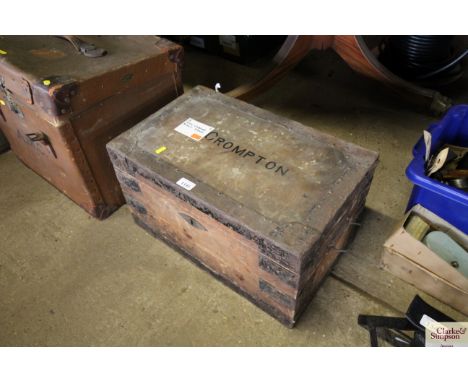 A Daniel Neal wooden and metal bound trunk with internal candle box
