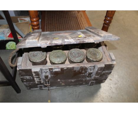 An ammunition box and part contents