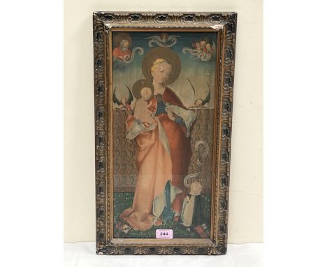 A 19th century religious print of The Virgin and Christ Child. 18" x 9"