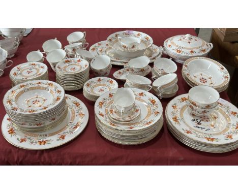 A Royal Worcester Chamberlain pattern dinner service of 96 pieces. (Most pieces priced with indelible marker)