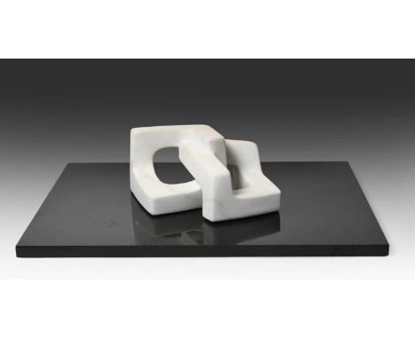 Kate Thomson (b.1961) Scottish"Celtic Key - Study for Play", (2008)Carrara marble on a granite base, 10cm highProvenance: The