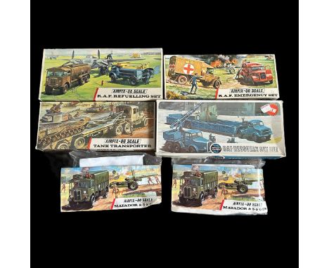 Airfix 1/76th scale part-built vehicle kits, generally built to a good standard in good plus boxes, some part-painted, with R