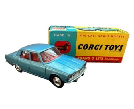 Corgi Rover 2000 No. 252, generally excellent in excellent box, metallic blue with red interior, spun hubs and folded Collect