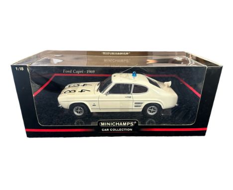 Minichamps 1/18th scale 1969 Ford Capri 1700GT Polizei LHD No. 150 089090, generally excellent in excellent window box (still