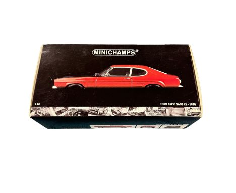 Minichamps 1/18th scale 1970 Ford Capri RS red with black bonnet LHD No. 180 089071, generally excellent in excellent box wit