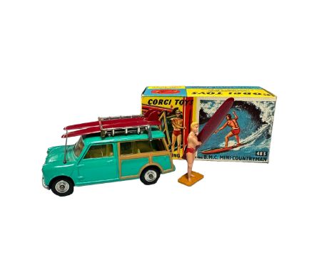 Corgi Surfing with the BMC Mini Countryman No. 485, generally excellent (straight aerial) in excellent box, with Surfer figur
