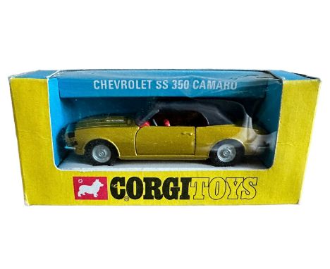 Corgi Chevrolet Camero SS350 No. 338, generally excellent in good plus window box (light crushing to cellophane), metallic go