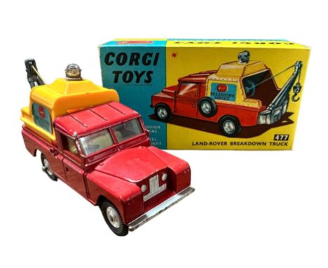 Corgi Land Rover Breakdown yellow plastic tilt No. 477, generally good plus in good plus box (pencil marking 6/9 to one end, 