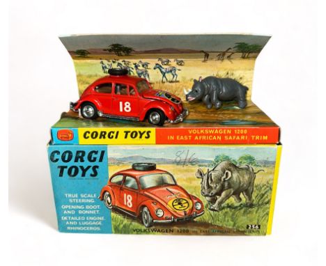 Corgi Volkswagen Beetle 1200 "East African Safari" No. 256, generally excellent in excellent box and inner plinth, red (bonne