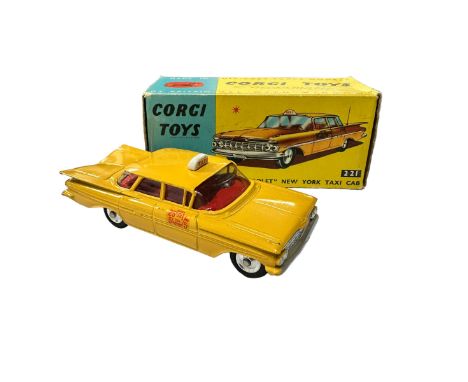 Corgi Chevrolet Impala Taxi yellow with intact and straight aerial No. 221, generally excellent in good plus box with packing