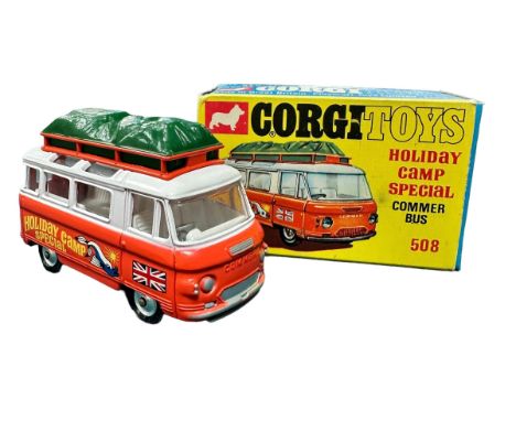 Corgi Holiday Camp Special No. 508, generally excellent in excellent to good plus box (light crushing to end) with Commer Bus