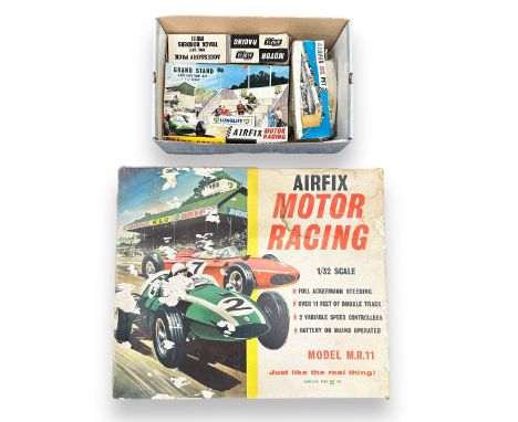 Airfix Motor Racing 1/32nd scale slot car collection, with set No. MR11 including racing cars (2), Grand Stand unmade kit wit