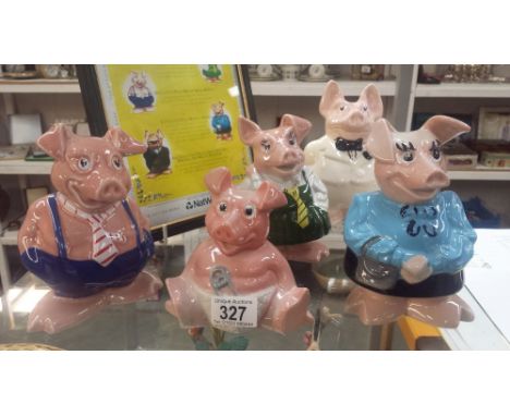 5 Wade NatWest pigs including a white colourway of Father Pig