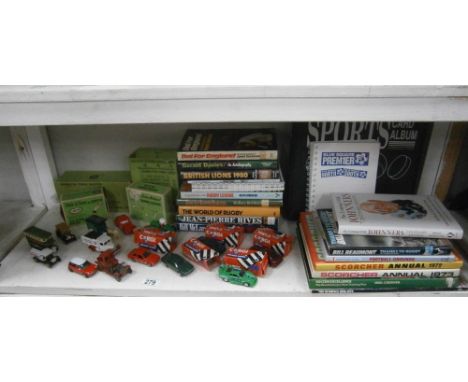 A mixed lot of die-cast, Subbuteo items and books