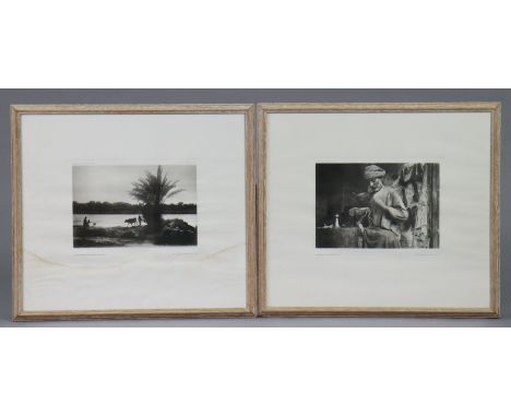 KAMIL CHADIRJI (1897-1968) Two black &amp; white etchings published The Print Centre, London , 1895, Nos. 1 &amp; 2: “The Ban