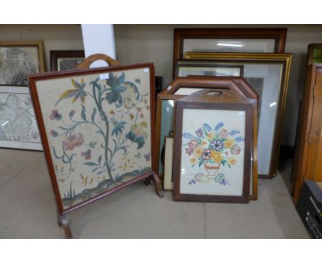 Thirteen prints and three embroidered fire screens
