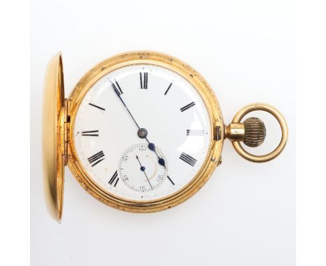 the white enamel dial with Roman numerals and subsidiary seconds dial, the cuvette engraved with the date 12th August 1909, e