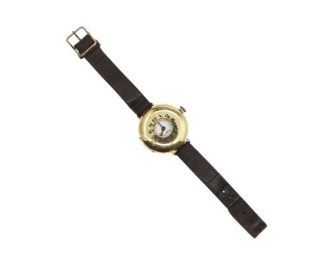 the white enamel dial with Arabic numerals and subsidiary seconds dial, engraved with initials to the back case, 35mm dia., o