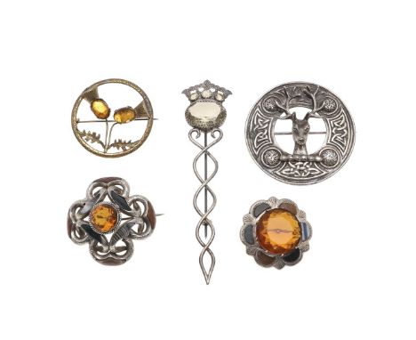 together with three other Scottish brooches and a cloak pin. *Condition: All with some wear.