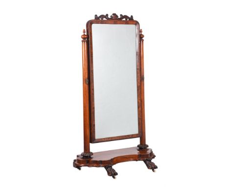 A WILLIAM IV MAHOGANY CHEVAL MIRRORCIRCA 183572cm high, 101cm wide, 65cm deepCondition Report: Marks, knocks, scratches, abra