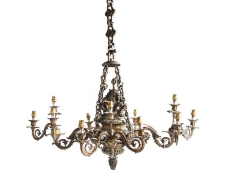 AN ORMOLU EIGHT BRANCH CHANDELIERLATE 19TH/EARLY 20TH CENTURY66cm high to top of hook, 96cm high to top of upper chain, 78cm 